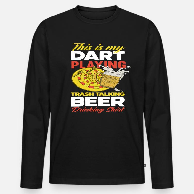 Dart Bier Sport Hobby - Männer Premium Bio Langarmshirt - Schwarz