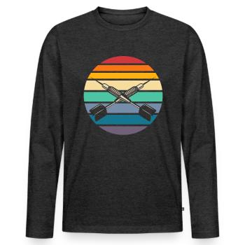 Fléchettes rétro Dartpfeil - T-shirt manches longues Premium bio Homme - anthracite chiné - Devant - Nico (187cm)