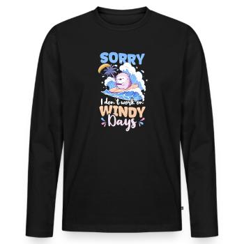 Kite Surfing Don't Work On Windy Days - Men's Premium Organic Long Sleeve Shirt - black - Front - Nico (187cm)