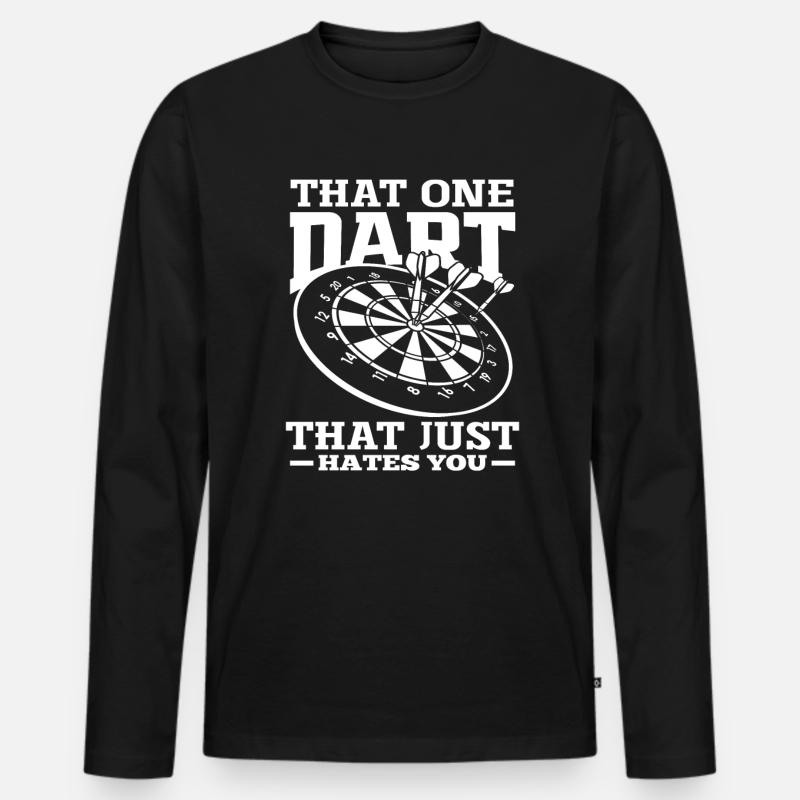 Lustiges Dart Dartscheibe - Männer Premium Bio Langarmshirt - Schwarz