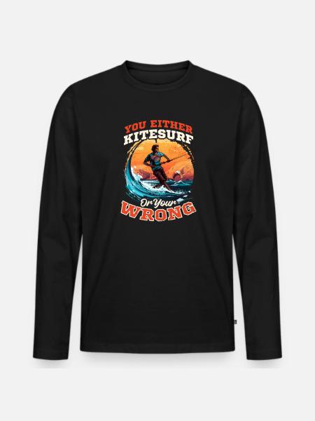 Kitesurfen Entweder Kitesurfen oder falsch - Männer Premium Bio Langarmshirt - Schwarz