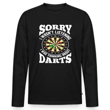 Dart Dartsport - Männer Premium Bio Langarmshirt - Schwarz - Vorne - Nico (187cm)