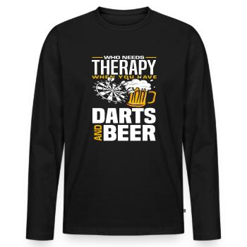 Dart Bier Therapie - Männer Premium Bio Langarmshirt - Schwarz - Vorne - Nico (187cm)