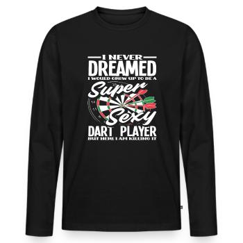 Stolzer Dartspieler - Männer Premium Bio Langarmshirt - Schwarz - Vorne - Nico (187cm)
