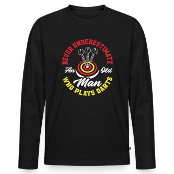 Dart Alter Mann Opa - Männer Premium Bio Langarmshirt - Schwarz - Vorne - Nico (187cm)