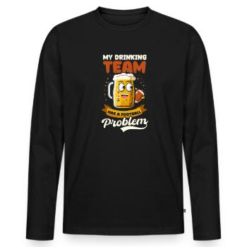 Fußballliebhaber Mein Team Fußballproblem - Männer Premium Bio Langarmshirt - Schwarz - Vorne - Nico (187cm)