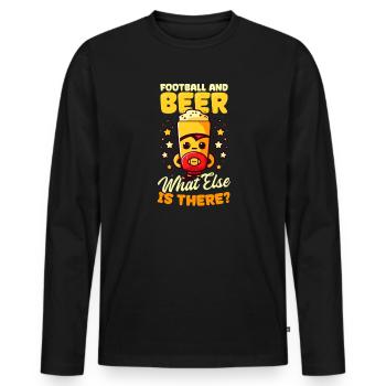 Fußballliebhaber Fußball, Bier Was gibt es sonst noch? - Männer Premium Bio Langarmshirt - Schwarz - Vorne - Nico (187cm)