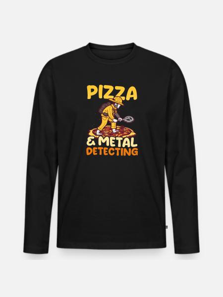 Metal Detecting Pizza And Detecting - Men's Premium Organic Long Sleeve Shirt - black