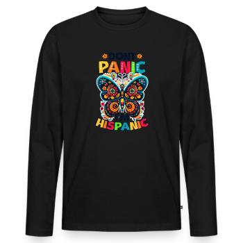 Mexico Lover Don't Panic I'm Hispanic - Men's Premium Organic Long Sleeve Shirt - black - Front - Nico (187cm)