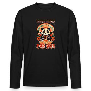 Mexico Lover Turn Down Por Que Panda - Men's Premium Organic Long Sleeve Shirt - black - Front - Nico (187cm)