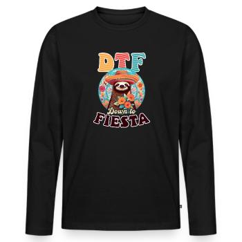 Mexico Lover Down To Fiesta Sloth - Men's Premium Organic Long Sleeve Shirt - black - Front - Nico (187cm)