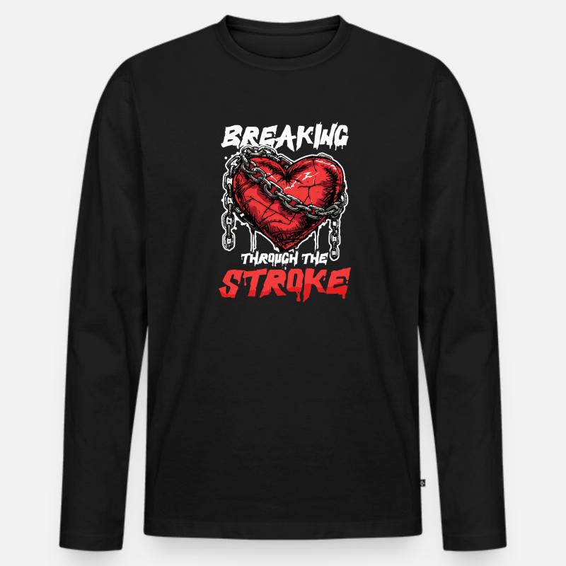 Schlaganfall-Überlebender durchbricht den Schlaganfall - Männer Premium Bio Langarmshirt - Schwarz