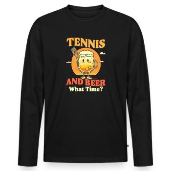Tennisspieler Tennis Und Bier Wann - Männer Premium Bio Langarmshirt - Schwarz - Vorne - Nico (187cm)