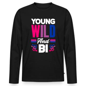 Jung Wild Und Bisexuell - Männer Premium Bio Langarmshirt - Schwarz - Vorne - Nico (187cm)
