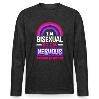 Bisexuel Amour Tout Le Monde Nerveux - T-shirt manches longues Premium bio Homme - anthracite chiné - Devant - Nico (187cm)