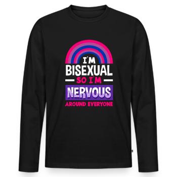 Bisexuel Amour Tout Le Monde Nerveux - T-shirt manches longues Premium bio Homme - noir - Devant - Nico (187cm)