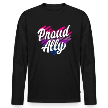 Bisexuell Stolze Regenbogen - Männer Premium Bio Langarmshirt - Schwarz - Vorne - Nico (187cm)