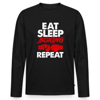 boxer, manger, dormir, répéter - T-shirt manches longues Premium bio Homme - noir - Devant - Nico (187cm)
