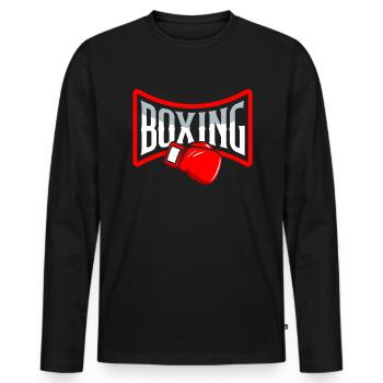 Boxe - T-shirt manches longues Premium bio Homme - noir - Devant - Nico (187cm)