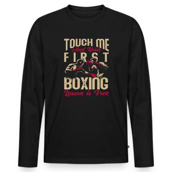 Drôle Boxe Boxer Hobby - T-shirt manches longues Premium bio Homme - noir - Devant - Nico (187cm)