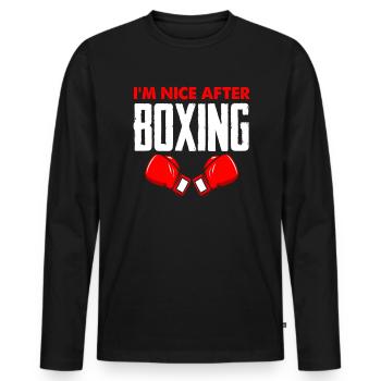 Boxe, Arts martiaux, Hobby, Sports - T-shirt manches longues Premium bio Homme - noir - Devant - Nico (187cm)