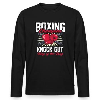 Boxe, Arts martiaux, Gant de boxe, Boxeur - T-shirt manches longues Premium bio Homme - noir - Devant - Nico (187cm)
