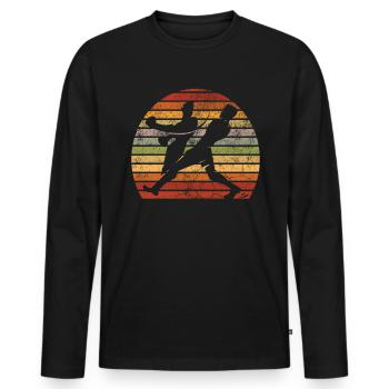 Retro Boxing Boxers - Men's Premium Organic Long Sleeve Shirt - black - Front - Nico (187cm)