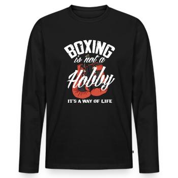 Boxe, Vie, Boxeur, Athlète - T-shirt manches longues Premium bio Homme - noir - Devant - Nico (187cm)