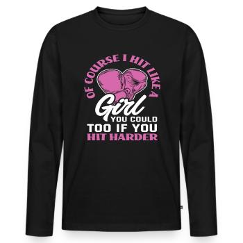 Boxe Femmes Fière Boxeuse - T-shirt manches longues Premium bio Homme - noir - Devant - Nico (187cm)