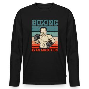 Athlétiques de sports d’addiction à la boxe rétro - T-shirt manches longues Premium bio Homme - noir - Devant - Nico (187cm)