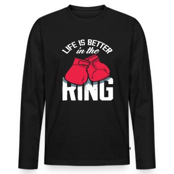 Gants de boxe Boxing Life Ring - T-shirt manches longues Premium bio Homme - noir - Devant - Nico (187cm)