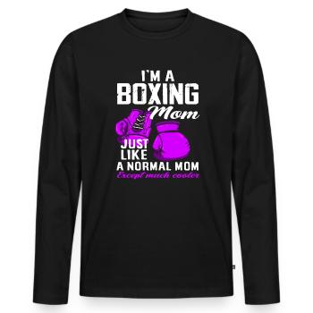 Boxe maman maman cadeau - T-shirt manches longues Premium bio Homme - noir - Devant - Nico (187cm)