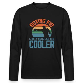 Boxen Kind Junge Mädchen - Männer Premium Bio Langarmshirt - Schwarz - Vorne - Nico (187cm)