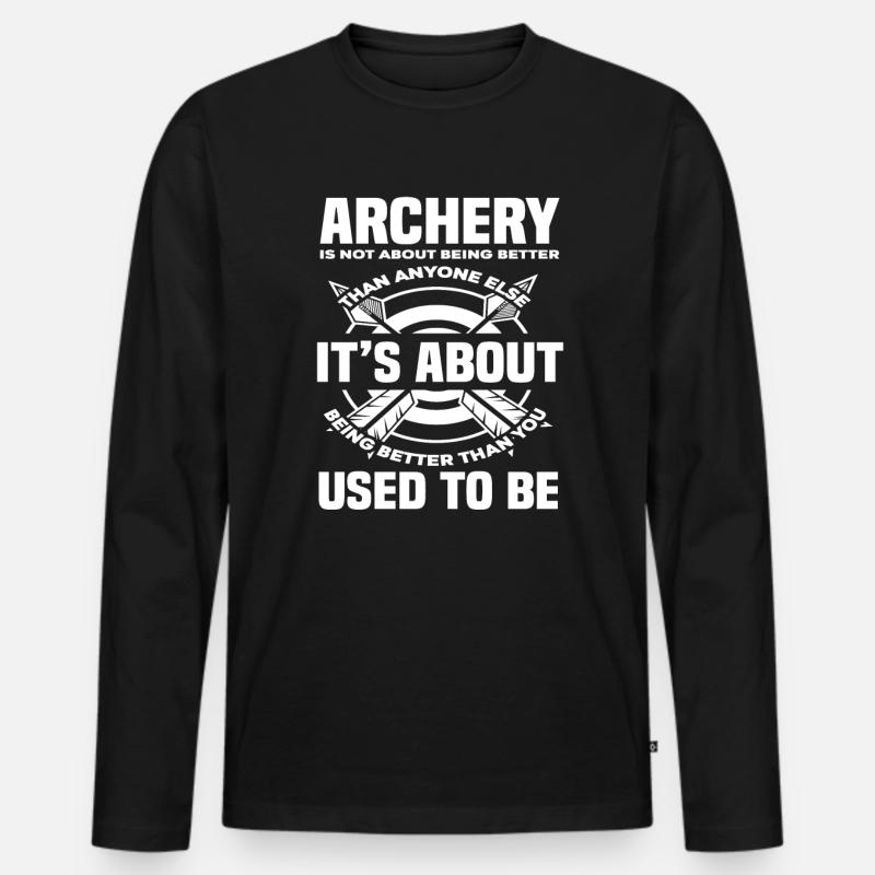 Bogenschießen - Männer Premium Bio Langarmshirt - Schwarz