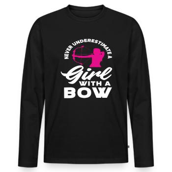 Femme fille hobby tir à l'arc - T-shirt manches longues Premium bio Homme - noir - Devant - Nico (187cm)