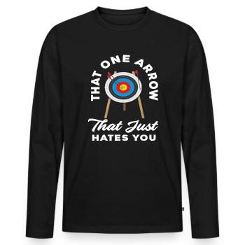 Archer de tir à l’arc - T-shirt manches longues Premium bio Homme - noir - Devant - Nico (187cm)