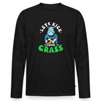 Soccer Coach Lets Kick Some Grass - Men's Premium Organic Long Sleeve Shirt - black - Front - Nico (187cm)