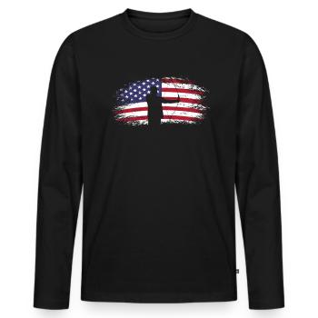 Tir à l’arc Amérique États-Unis - T-shirt manches longues Premium bio Homme - noir - Devant - Nico (187cm)