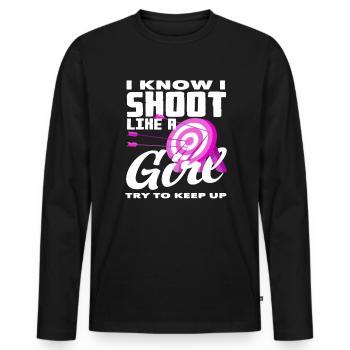 Archer Tir à l’arc Femme - T-shirt manches longues Premium bio Homme - noir - Devant - Nico (187cm)