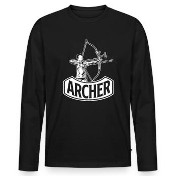 Bow Archer - Men's Premium Organic Long Sleeve Shirt - black - Front - Nico (187cm)