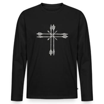Bogen Bogenschießen Pfeile - Männer Premium Bio Langarmshirt - Schwarz - Vorne - Nico (187cm)