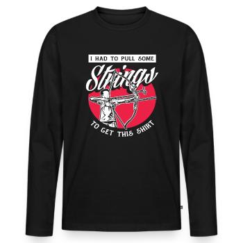 Bow Pun Sportsman Archer - Men's Premium Organic Long Sleeve Shirt - black - Front - Nico (187cm)
