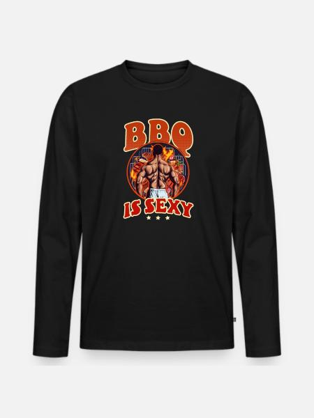 Bodybuilder BBQ BBQ Is Sexy - Men's Premium Organic Long Sleeve Shirt - black