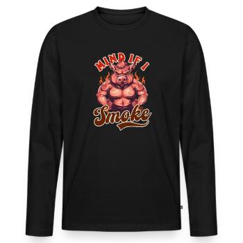 Bodybuilder BBQ Mind Si Je Fume - T-shirt manches longues Premium bio Homme - noir - Devant - Nico (187cm)
