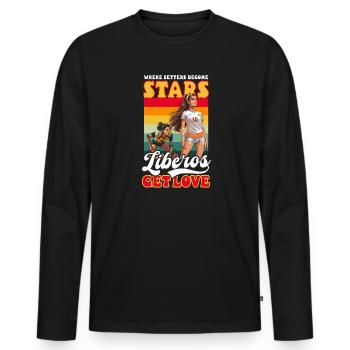 Volleyball Setters Become Stars & Liberos Get Love - Men's Premium Organic Long Sleeve Shirt - black - Front - Nico (187cm)