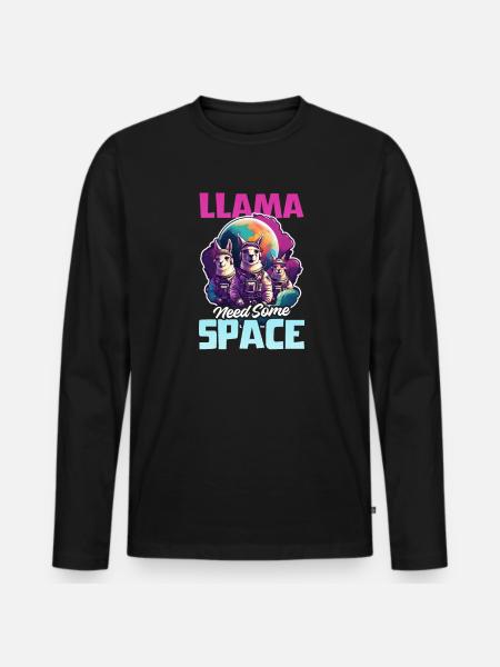 Llama Lover Llama Need Space - Men's Premium Organic Long Sleeve Shirt - black
