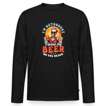 Summer Vacation Outdoorsy Drink Beer Beach - Men's Premium Organic Long Sleeve Shirt - black - Front - Nico (187cm)