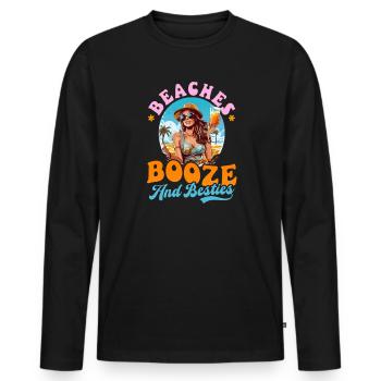 Summer Vacation Beaches Booze And Besties - Men's Premium Organic Long Sleeve Shirt - black - Front - Nico (187cm)