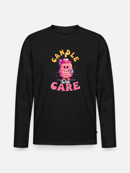 Candle Making Candle With Care - Men's Premium Organic Long Sleeve Shirt - black