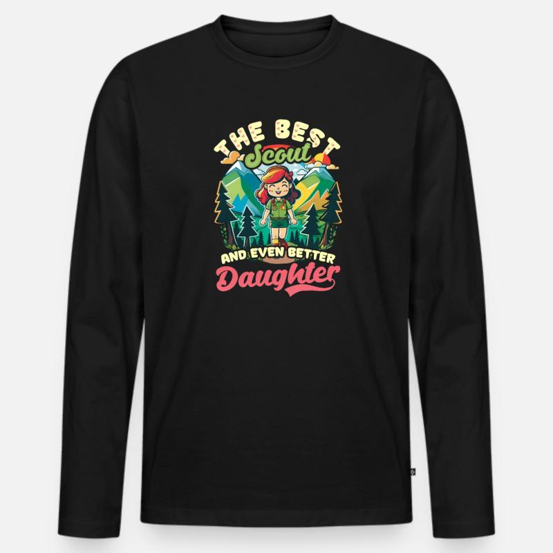 Scouting Bester Scout Sogar Tochter - Männer Premium Bio Langarmshirt - Schwarz